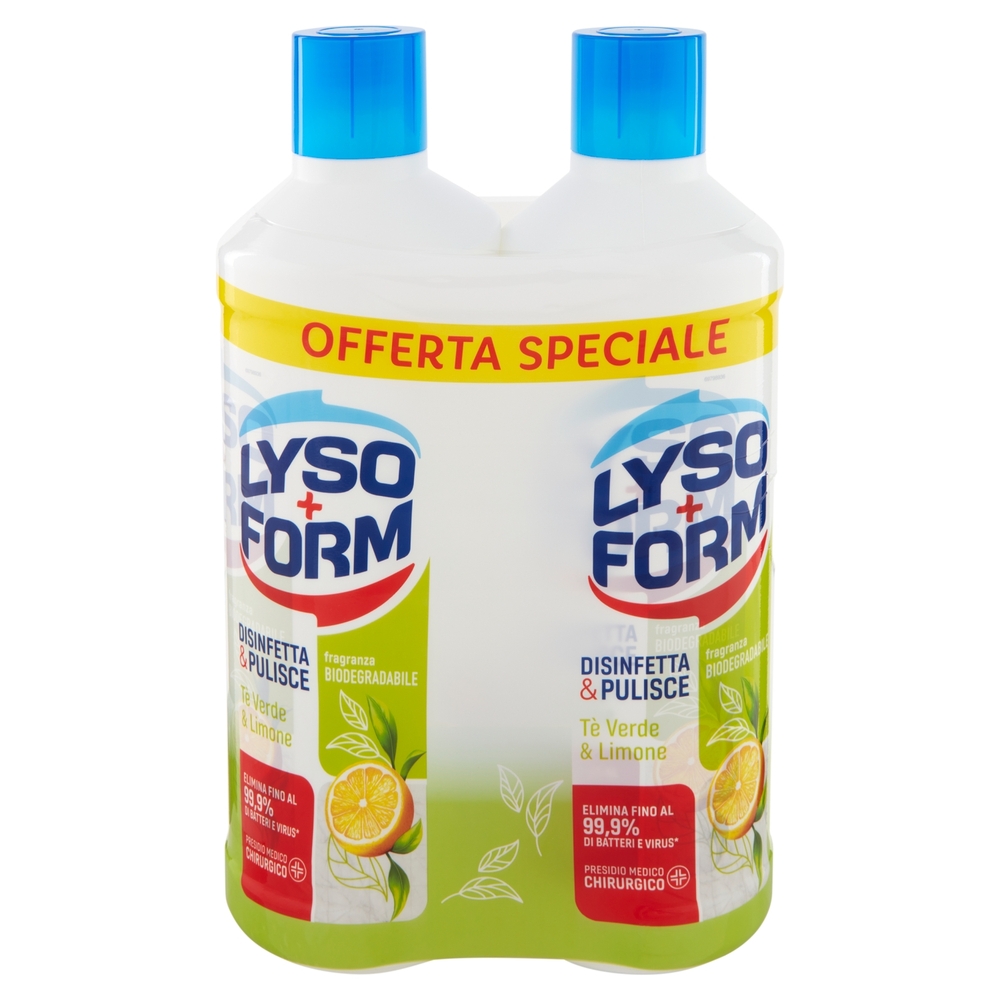 Lysoform Disinfetta & Pulisce Tè Verde & Limone 2 x 1100 ml